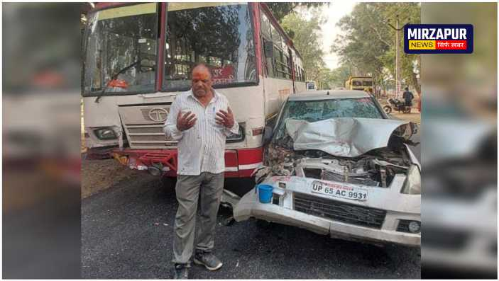 Journalist Rajkumar Upadhyay's car hit by a roadways bus, several people injured